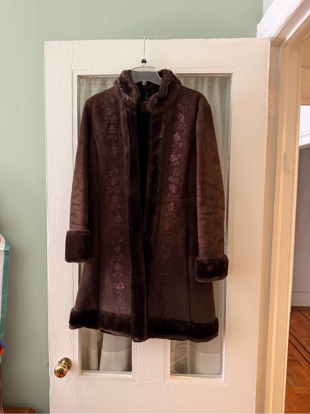 Vintage Y2K Guess Suede Leather Penny Lane / Afghan Coat Size M
